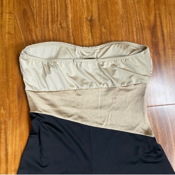 Forever 21 Women's Champagne Black Strapless Wide Leg Jumpsuit Size Small Party - Picture 7 of 16